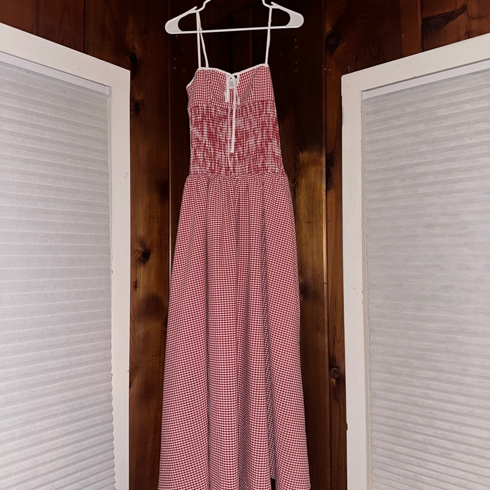 Red Gingham Maxi Dress